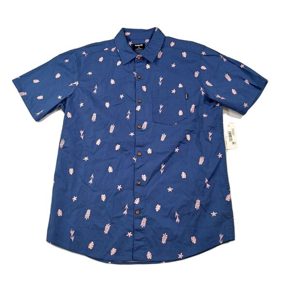 Hurley‎ One and Only Lido Shirt Mens Small Blue Void Short Sleeve Stretch $59 - Picture 1 of 8